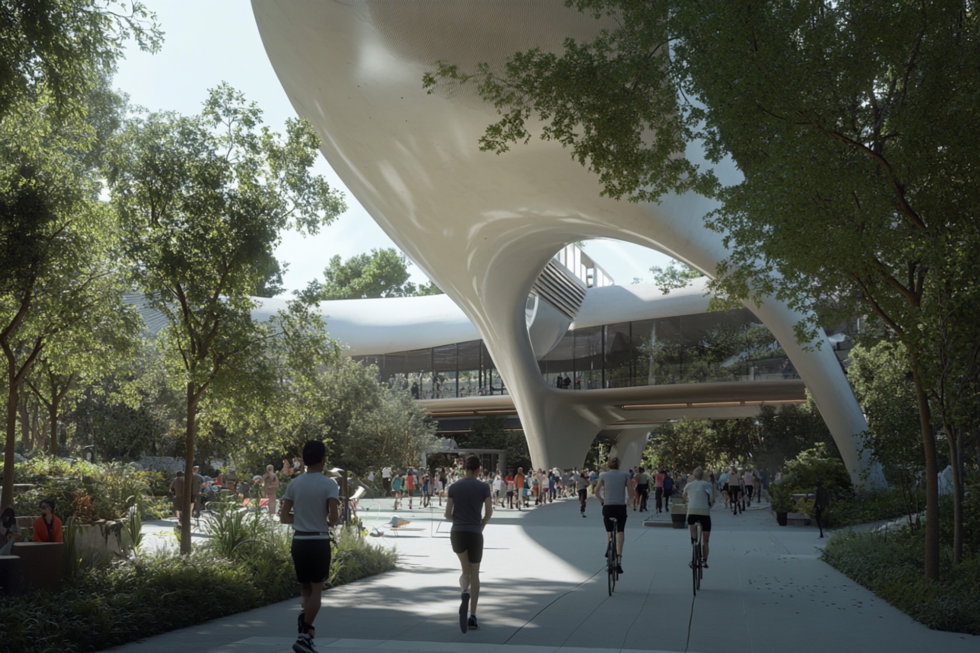 People walking in a park