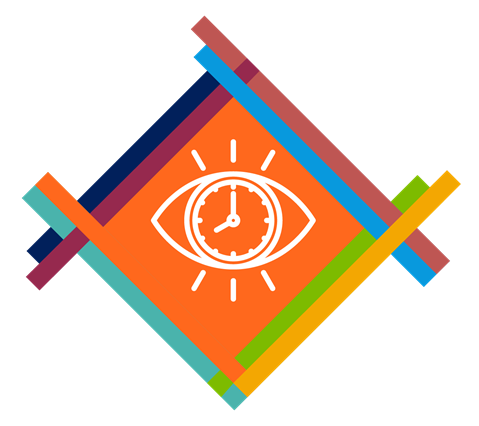 Mat design of different colours with a green centre which contains an illustration of two hands holding the earth. The hands also appear like leaves.