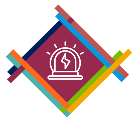 Mat design of different colours with a green centre which contains an illustration of two hands holding the earth. The hands also appear like leaves.