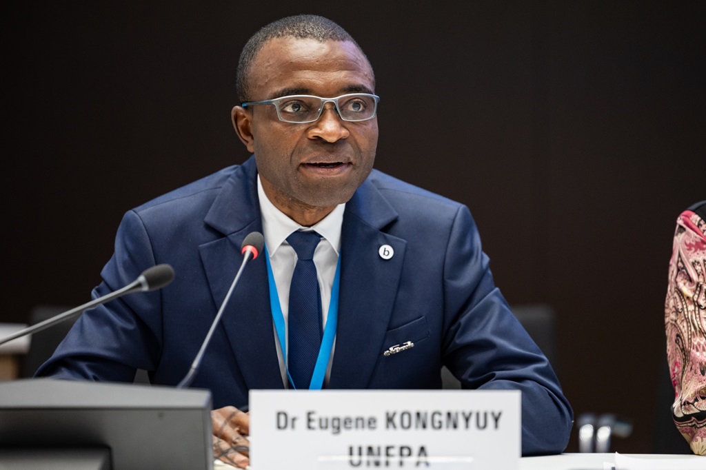 Dr Eugene Kongnyuy speaking at a conference.