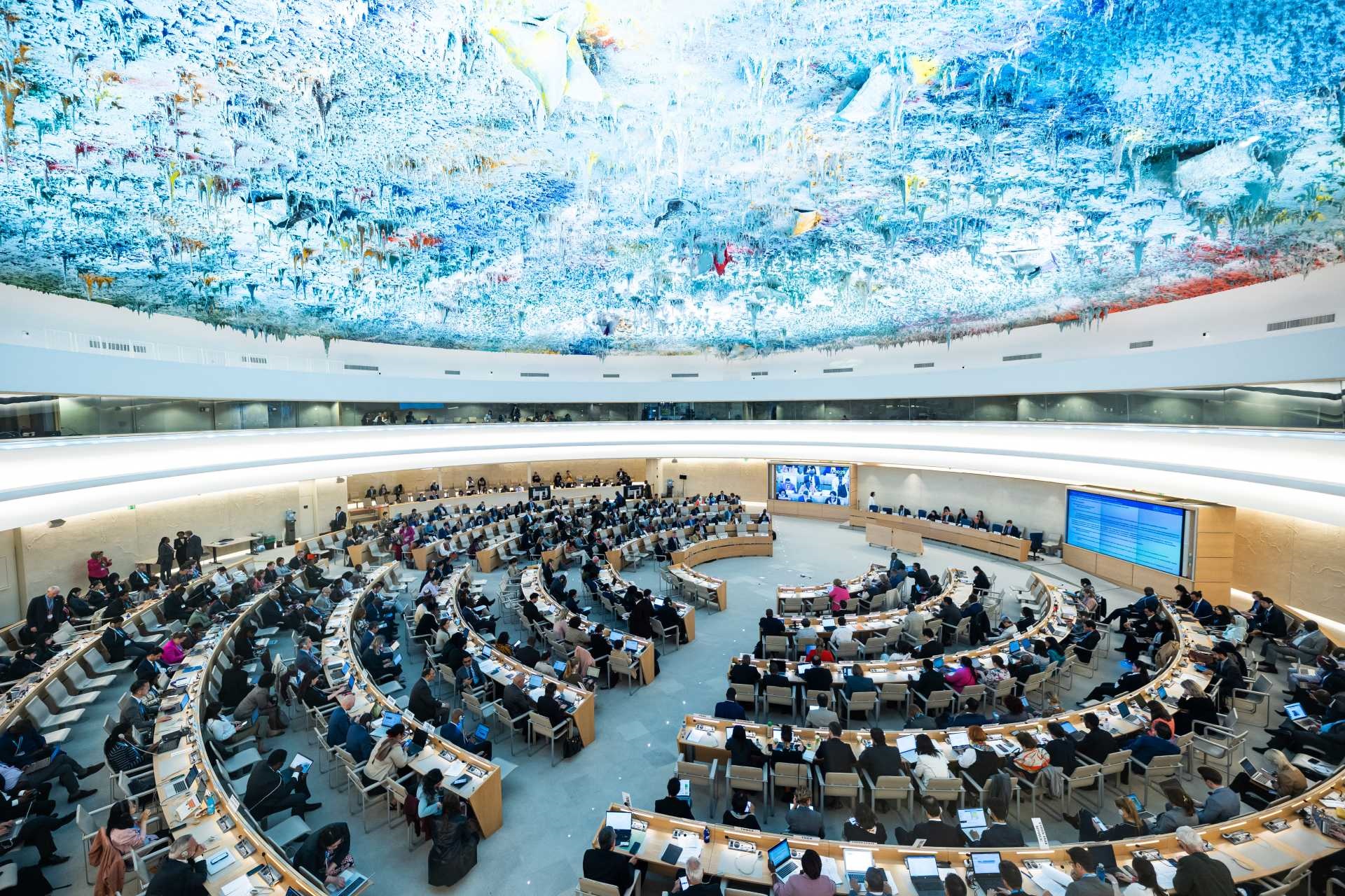 WHA76 opening overview Overview of meeting room and delegates during the Seventy-sixth World Health Assembly