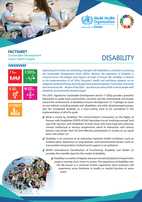 Fact sheet on the SDGs: Disability (2019)