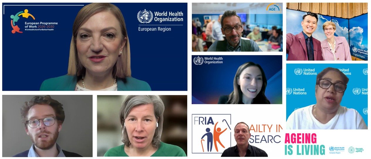 A screenshot of people at an ageing webinar.