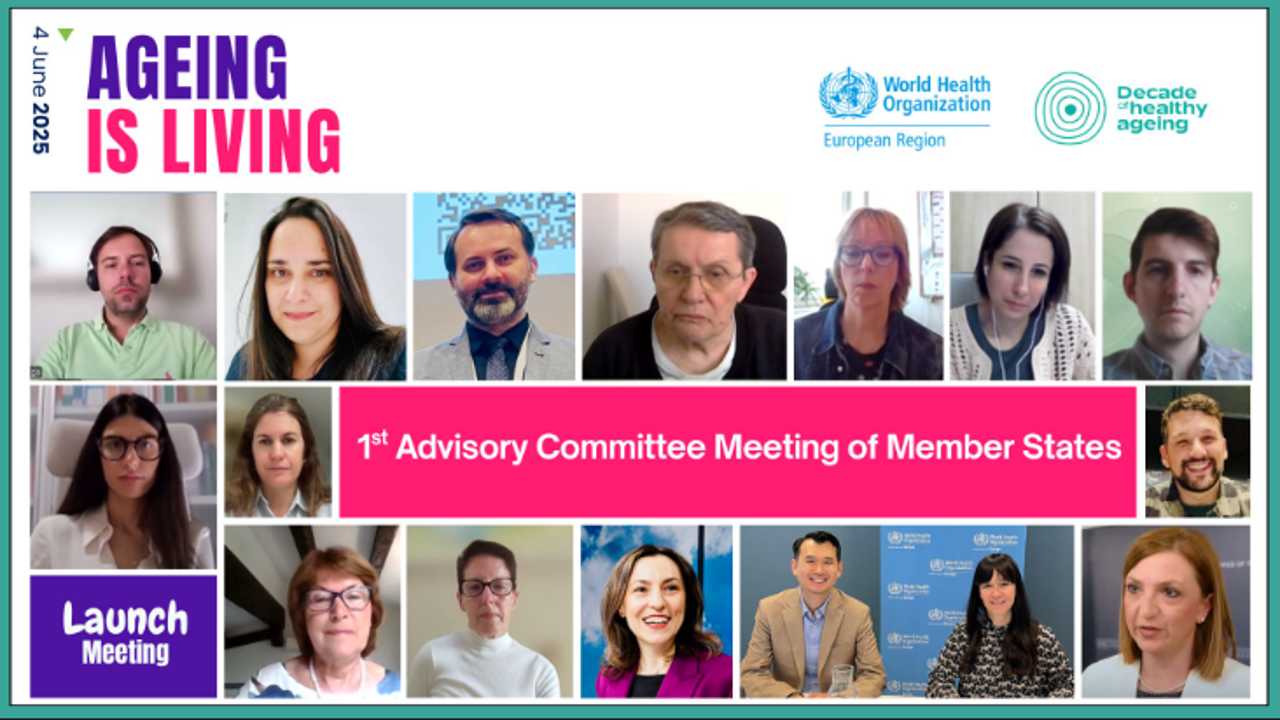 A screenshot of people speaking at a WHO ageing webinar
