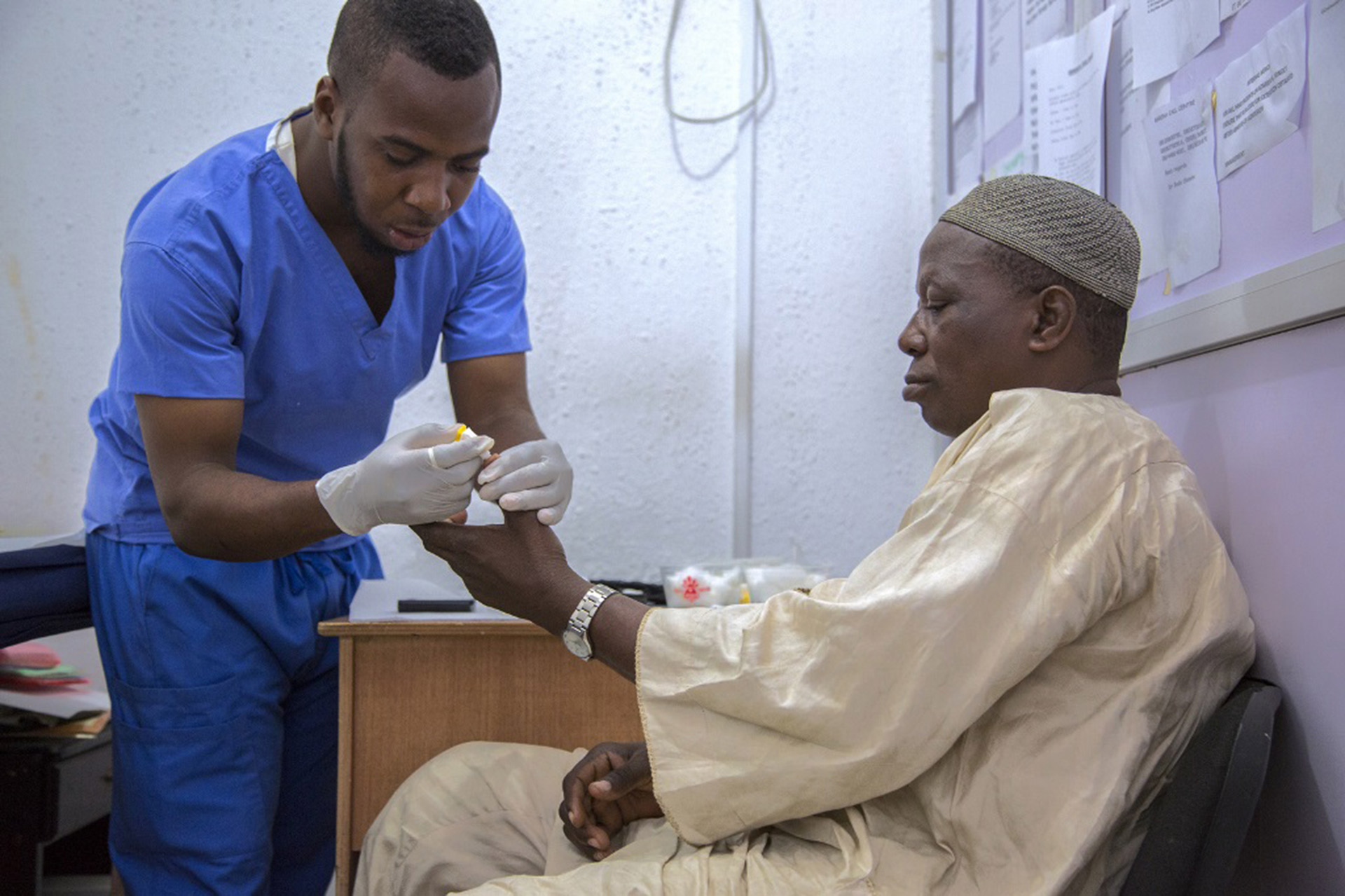 Man having a diabetes test.