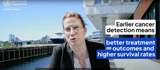 women speaking in a video about cancer