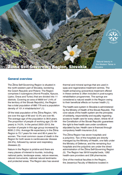 Regions for Health Network: Region profiles 2018 - Slovakia