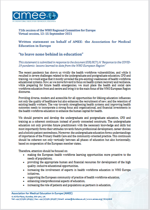 The Association for Medical Education in Europe