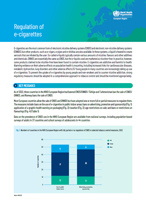 Regulation of e-cigarettes in the WHO European Region in 2022