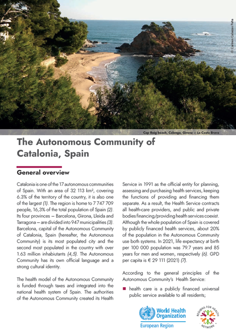 Regions for Health Network: Region profiles 2023 - The Autonomous Community of Catalonia, Spain