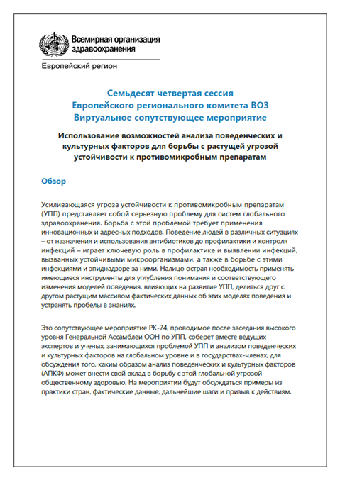 Использование возможностей анализа поведенческих и культурных факторов для борьбы с растущей угрозой устойчивости к противомикробным препаратам Предварительная программа Предварительная программа
