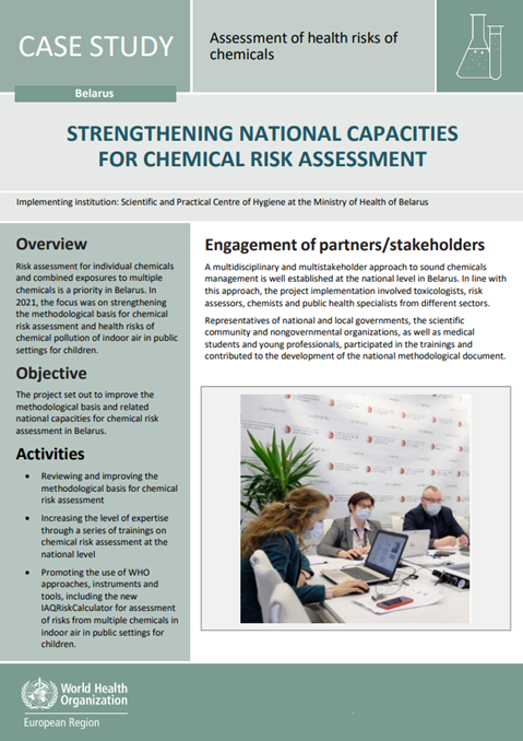 Case study Belarus: assessment of health risks of chemicals