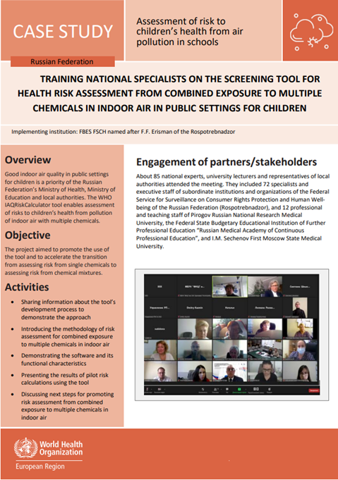Case study Russian Federation: assessment of risk to children's health from air pollution in schools