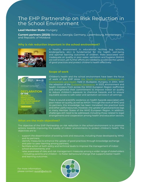 EHP Partnership on Risk Reduction in the School Environment - leaflet
