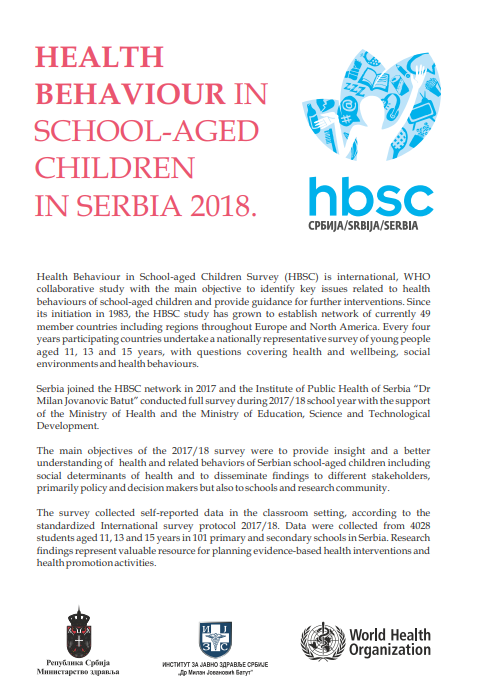 Fact sheet - Health behaviour in school-aged children in Serbia 2018