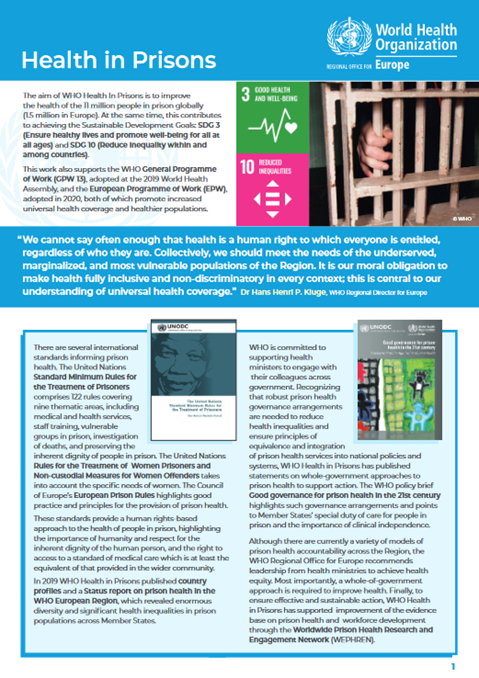 Fact sheet - Health in Prisons (2020)