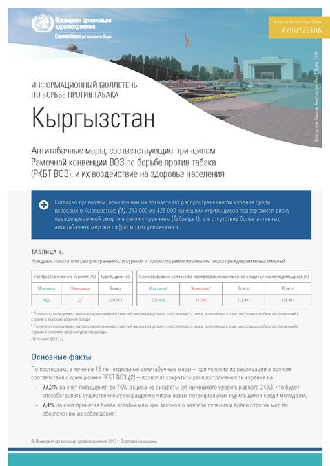 Информационный бюллетень по борьбе против табака - Кыргызстан