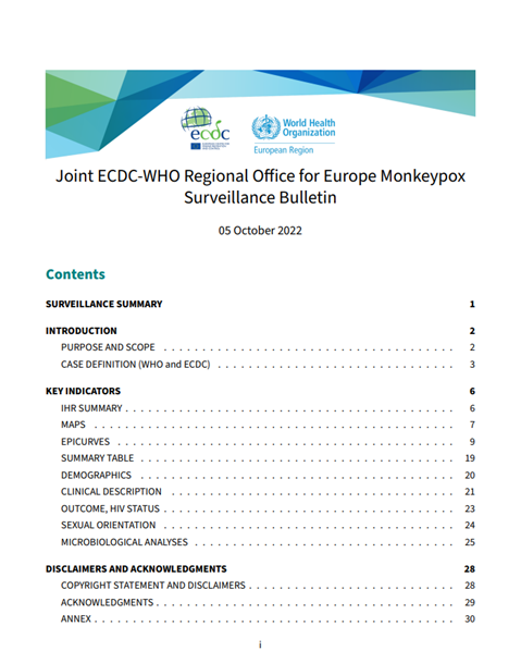Joint ECDC-WHO Regional Office for Europe Monkeypox Surveillance Bulletin: 12 October 2022