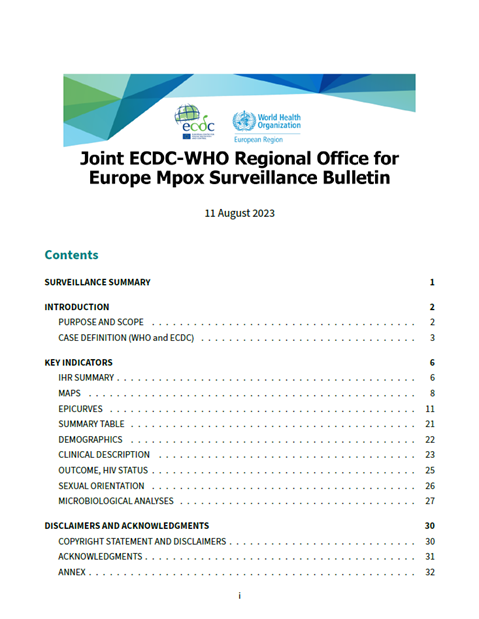 Joint ECDC-WHO Regional Office for Europe Mpox Surveillance Bulletin: 11 August 2023
