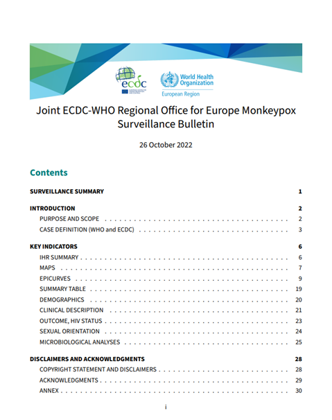 Joint ECDC-WHO Regional Office for Europe Monkeypox Surveillance Bulletin: 26 October 2022