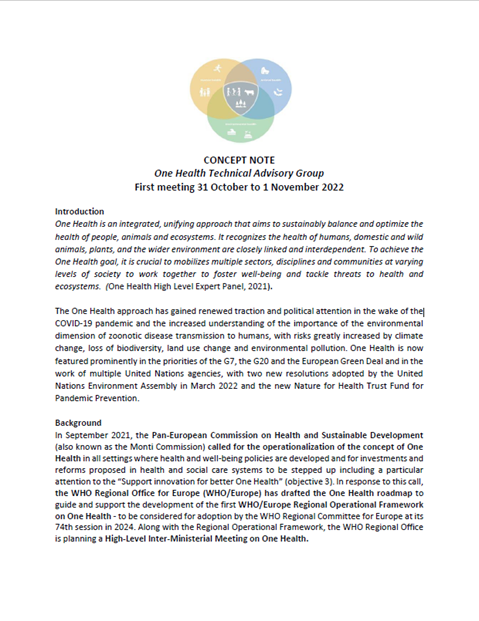 One Health Technical Advisory Group First meeting 31 Oct-1 Nov 2022 Concept note