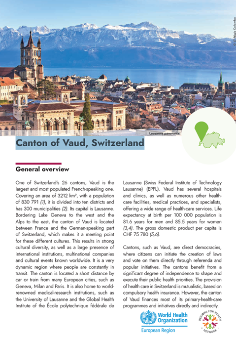 Regions for Health Network: Region profiles 2023 - Canton of Vaud, Switzerland