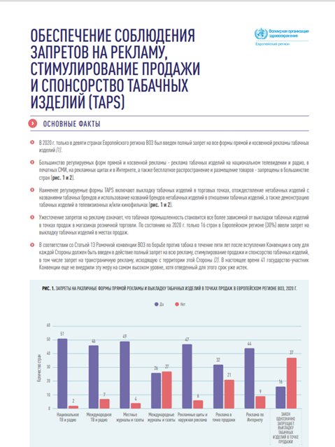 Обеспечение соблюдения запретов на рекламу, стимулирование продажи И спонсорство табачных изделий (TAPS)