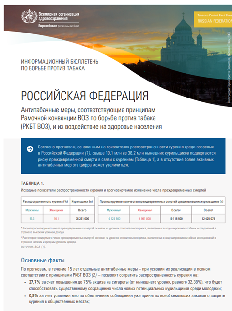 Информационный бюллетень по борьбе против табака - Российской Федерации