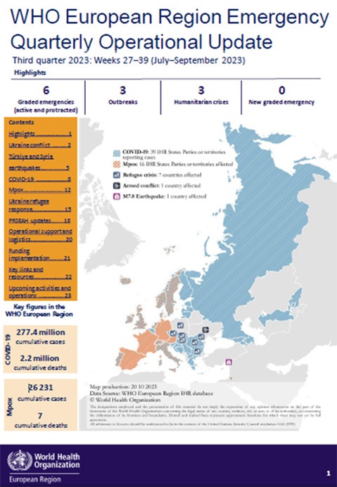 WHO European Region Emergency Quarterly Operational Update - Third quarter 2023: Weeks 27–39 (July–September 2023)