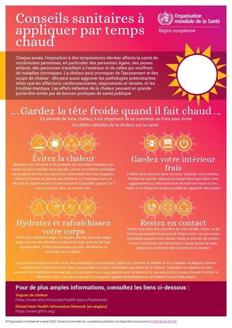 Conseils sanitaires à appliquer par temps chaud