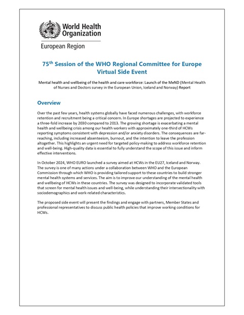 Mental health and well-being of the health and care workforce - programme