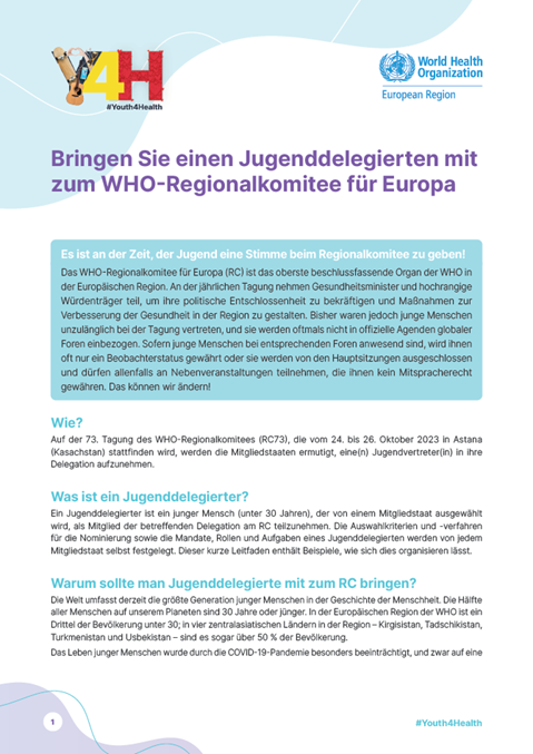 Bringen Sie einen Jugenddelegierten mit zum WHO-Regionalkomitee für Europa