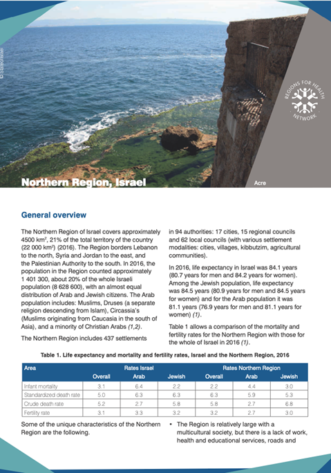 Regions for Health Network: Region profiles 2018 - Israel