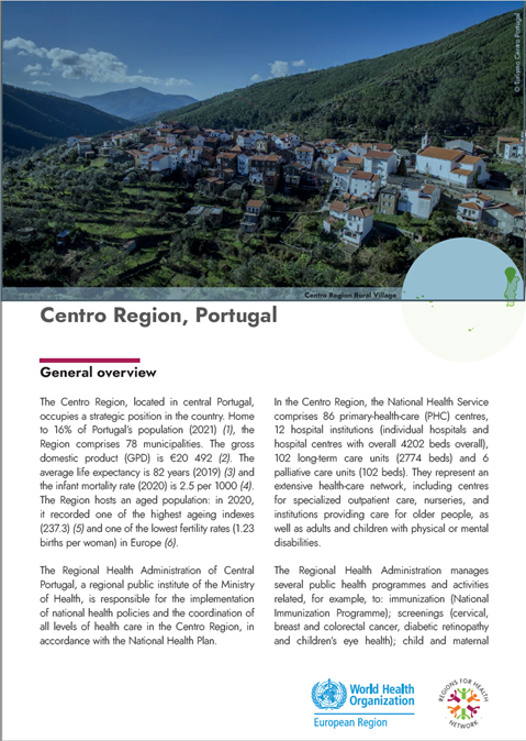 Regions for Health Network: Region profiles 2022 - Centro Region, Portugal
