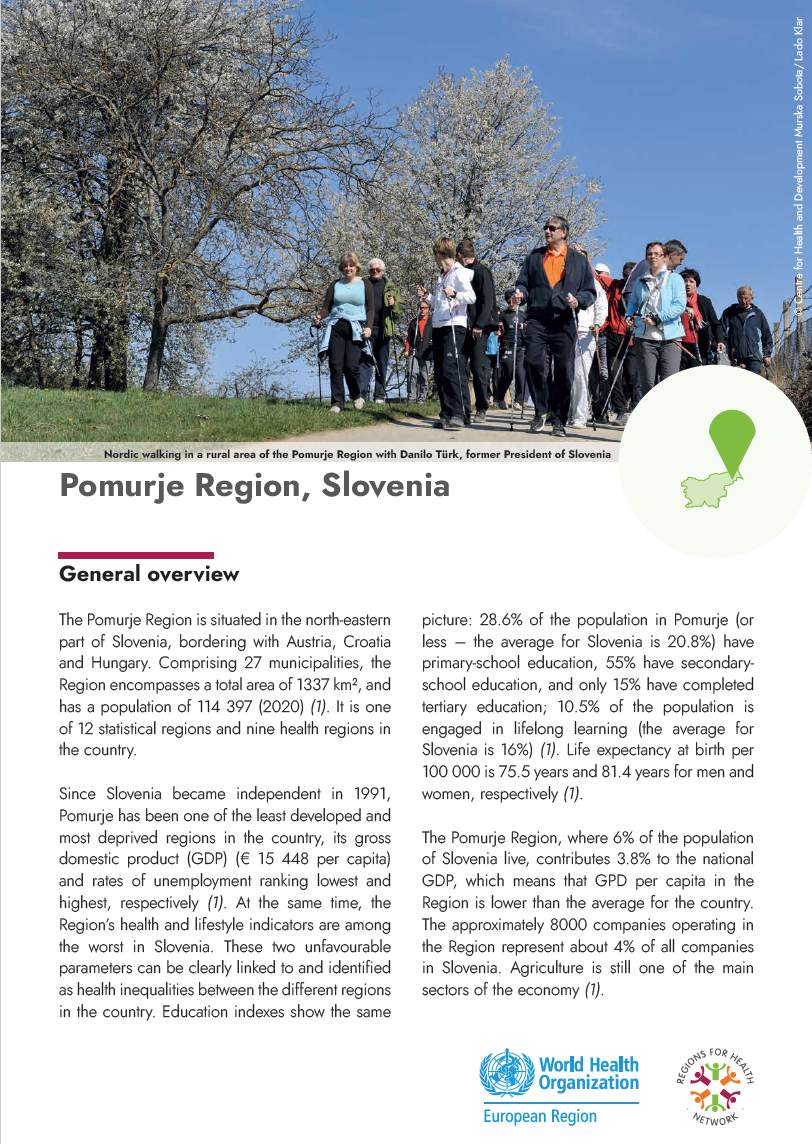 Regions for Health Network: Region profiles 2022 - Pomurje Region, Slovenia