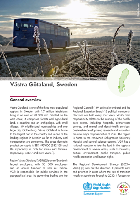 Regions for Health Network: Region profiles 2022 - Västra Götaland, Sweden