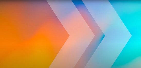 Two arrows pointing to the right on an orange turning to blue background