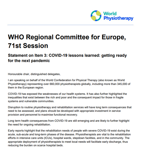Statement on Item 3: COVID-19 lessons learned: getting ready for the next pandemic